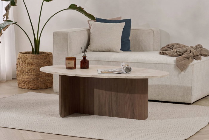 Nordure Mesa de café Orba - Travertino, Venezia Walnut